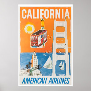 California Print American Airlines Travel Poster