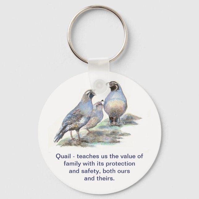 California Quail, Animal Totem, Guide, Nature Keychain (Front)