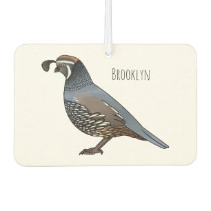 California quail bird cartoon illustration air freshener