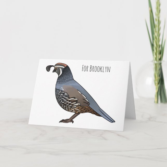 California quail bird cartoon illustration card (Front)