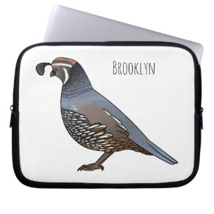 California quail bird cartoon illustration  laptop sleeve