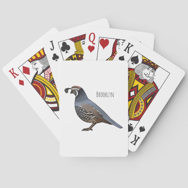 California quail bird cartoon illustration  playing cards (Back)