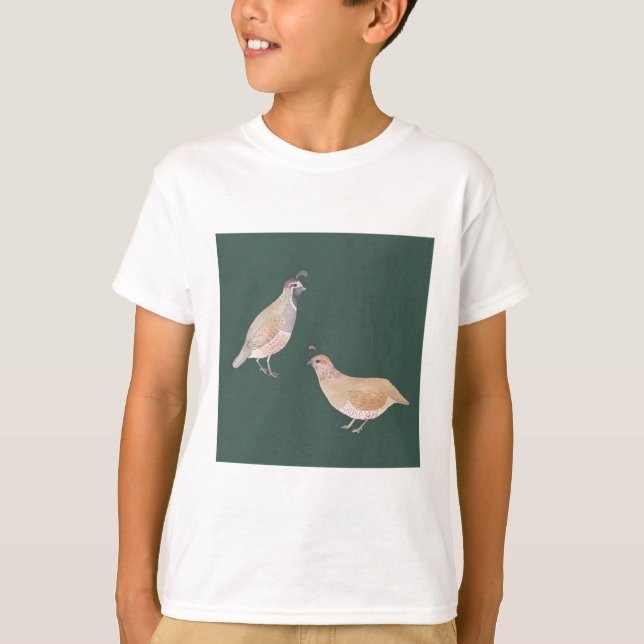 California Quail bird species art T-Shirt (Front)