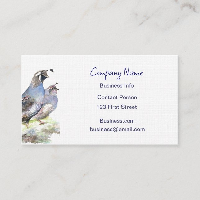 California Quail Business Card Bird Nature (Front)