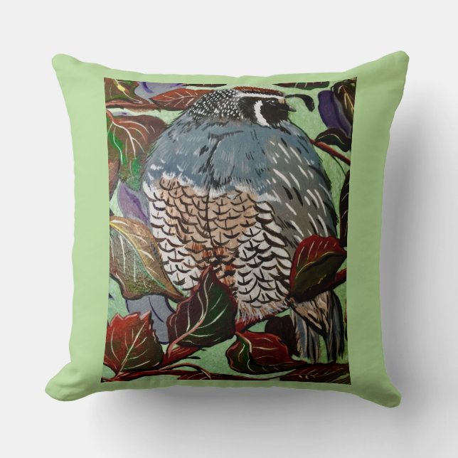 California Quail Coussin 1 (Recto)