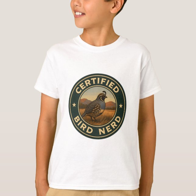 California Quail Vintage Badge T-Shirt (Front)