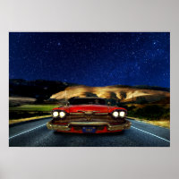 California Rat Rod Car Skeleton Driver Poster