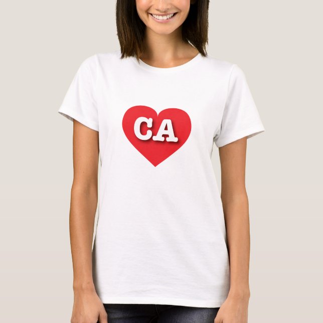 California Red Heart - I love CA T-Shirt (Front)