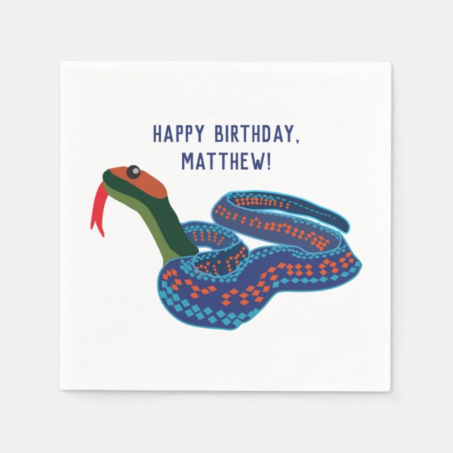 California Red Sided Garter Snake Birthday Party Napkin (Front)