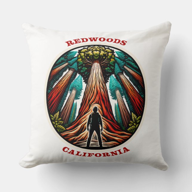 California Redwoods Throw Pillow (Front)