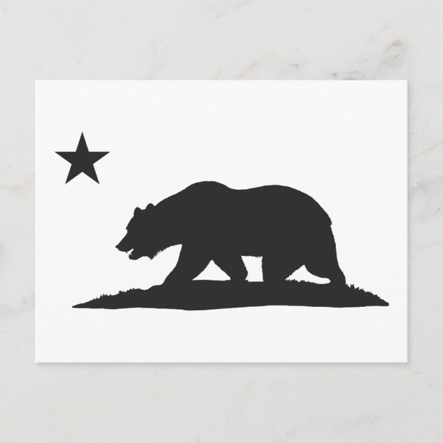 California Republic Bear - Black Postcard (Front)