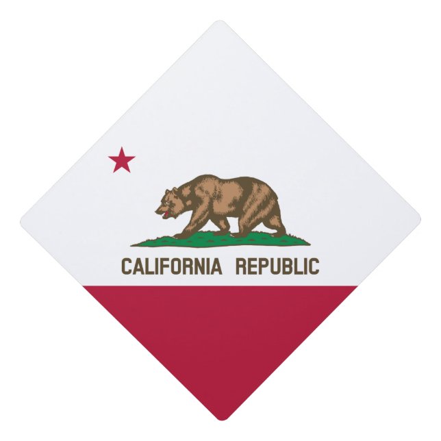 California Republic Bear Flag: Cali Golden State Graduation Cap Topper (Front)