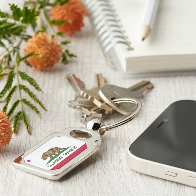 California Republic Bear Flag: Cali Golden State Keychain (Side)