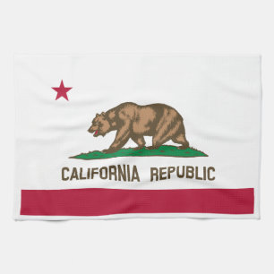 California Republic Bear Flag: Cali Golden State Kitchen Towel