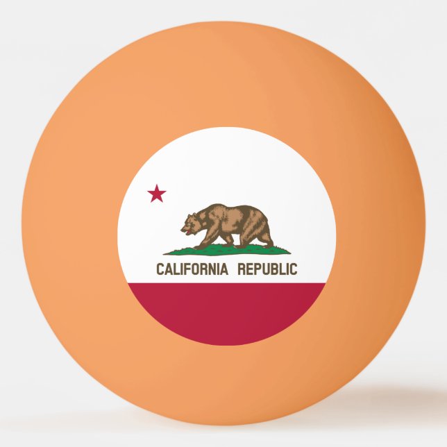 California Republic Bear Flag: Cali Golden State Ping Pong Ball (Front)