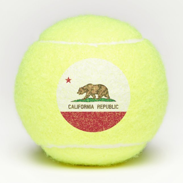 California Republic Bear Flag: Cali Golden State Tennis Balls (Front)