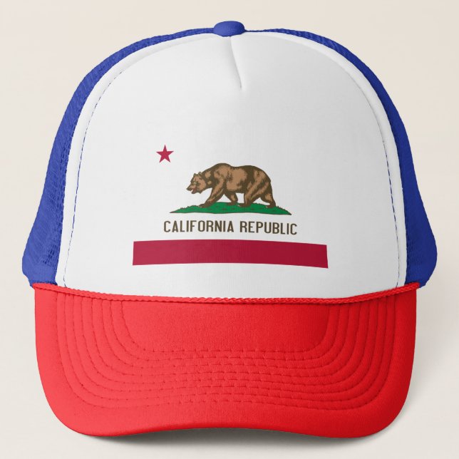 California Republic Bear Flag: Cali Golden State Trucker Hat (Front)