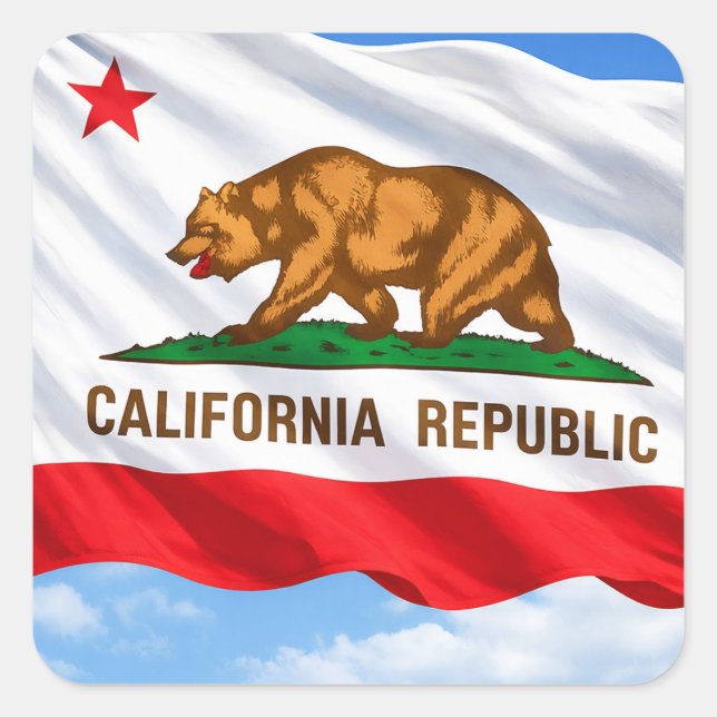 California Republic Bear Flag – Patriotic Square Sticker (Front)