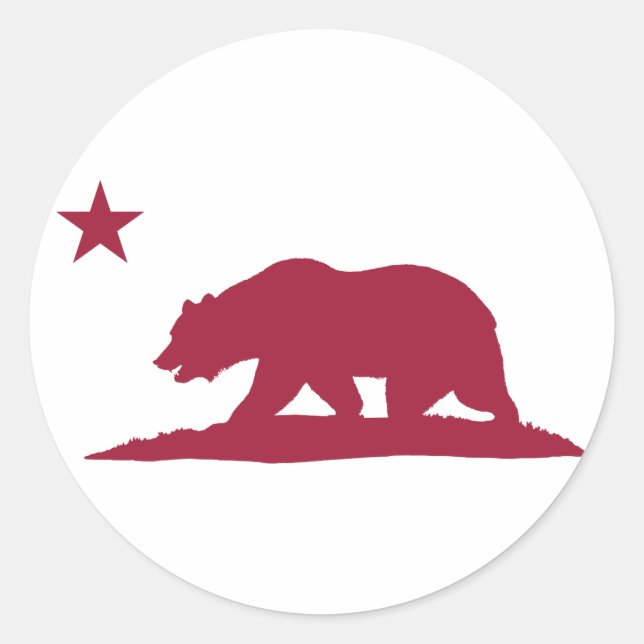 California Republic Bear - Red Classic Round Sticker (Front)