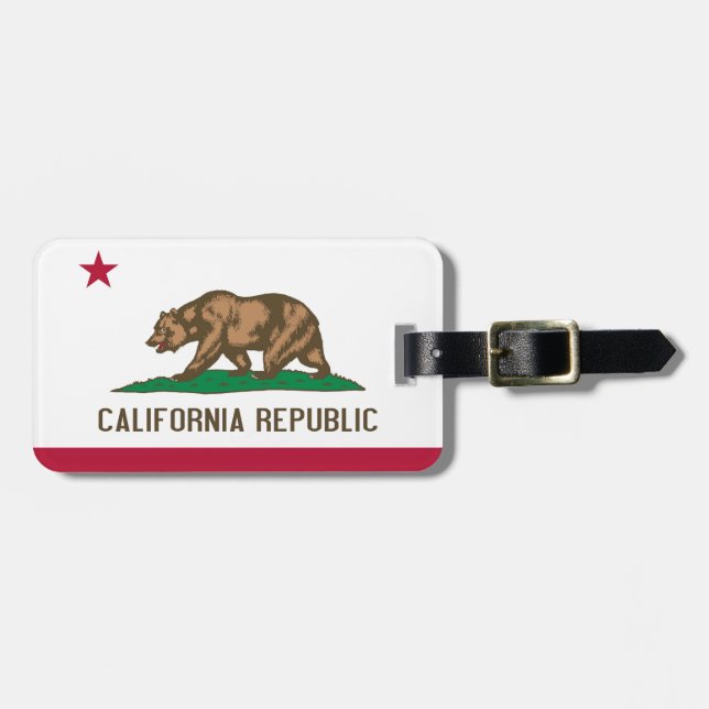 California Republic Bear State Flag Luggage Tag (Front Horizontal)