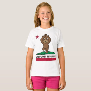 California Republic Bear Yoga Tree Pose Flag T-Shirt
