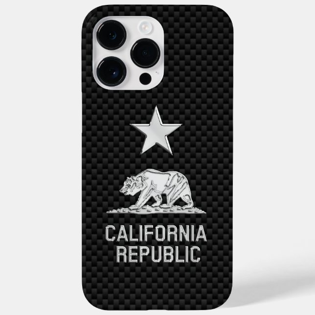 CALIFORNIA REPUBLIC Chrome on Carbon Fibre Case-Mate iPhone Case (Back)