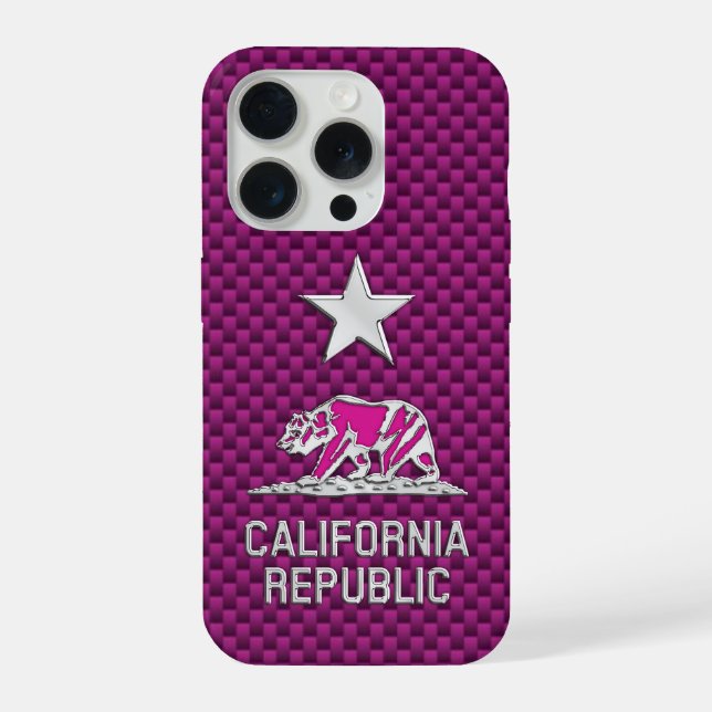 CALIFORNIA REPUBLIC Chrome on Carbon Fibre iPhone Case (Back)