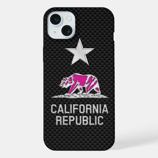 CALIFORNIA REPUBLIC Chrome on Carbon Fibre iPhone Case (Back)