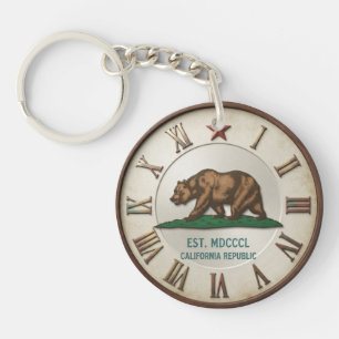 California Republic Est 1850 Flag Bear Keychain