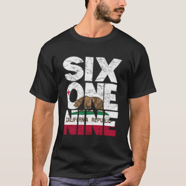 California Republic Flag - 619 Area Code T-Shirt (Front)