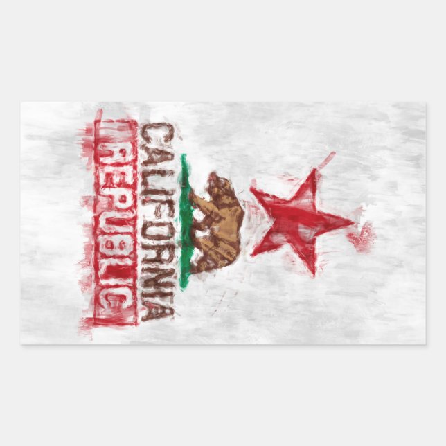 California Republic Flag Bear in Paint Style Decor Sticker (Front)