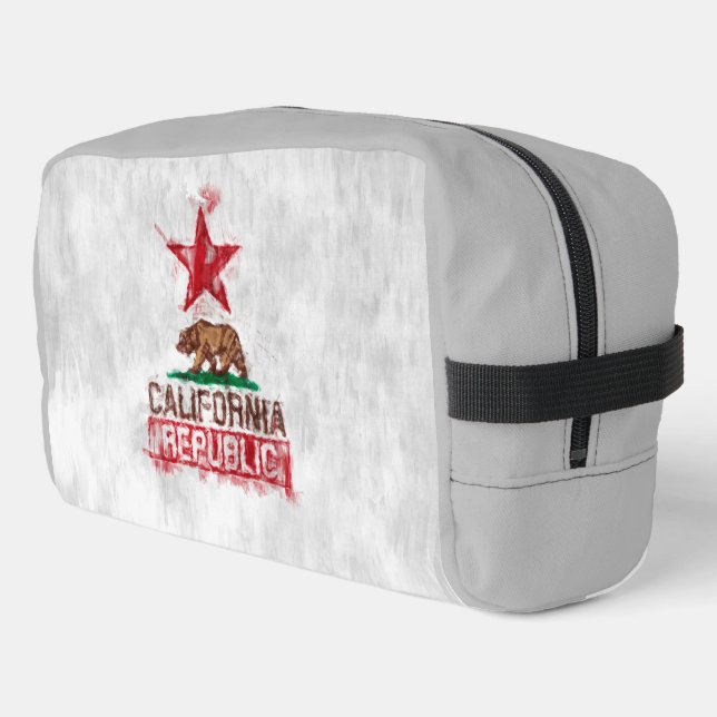 California Republic Flag Bear in Painterly Decor Dopp Kit (Left Corner)