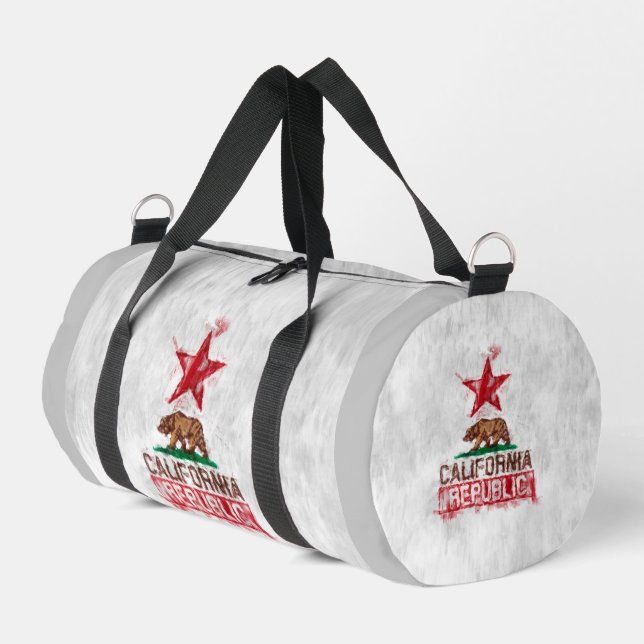 California Republic Flag Bear in Painterly Decor Duffle Bag (Left Corner)