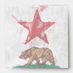 California Republic Flag Bear in Painterly Decor Envelopes