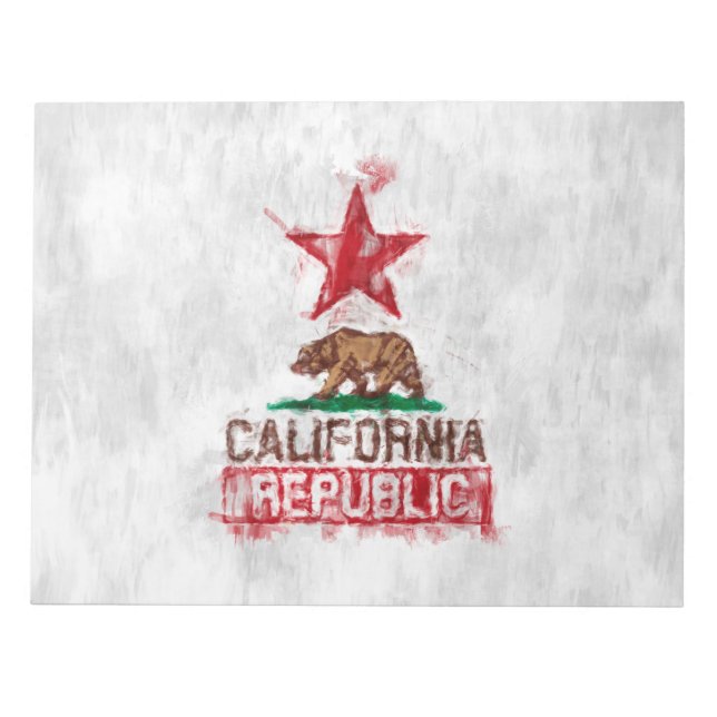 California Republic Flag Bear in Painterly Decor Notepad (Front)