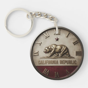 California Republic Flag Bear Red and Gold  Keychain