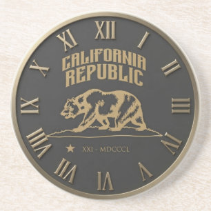 California Republic Flag Bear Roman Numeral  Coaster