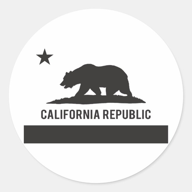 California Republic Flag - Black Classic Round Sticker (Front)