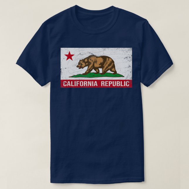 California Republic Flag  CA  Distressed Design  C T-Shirt (Design Front)
