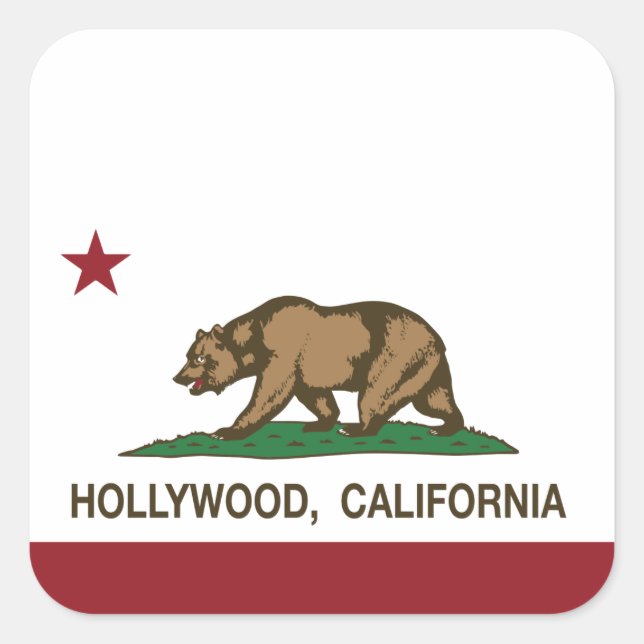 California Republic Flag Hollywood Square Sticker (Front)
