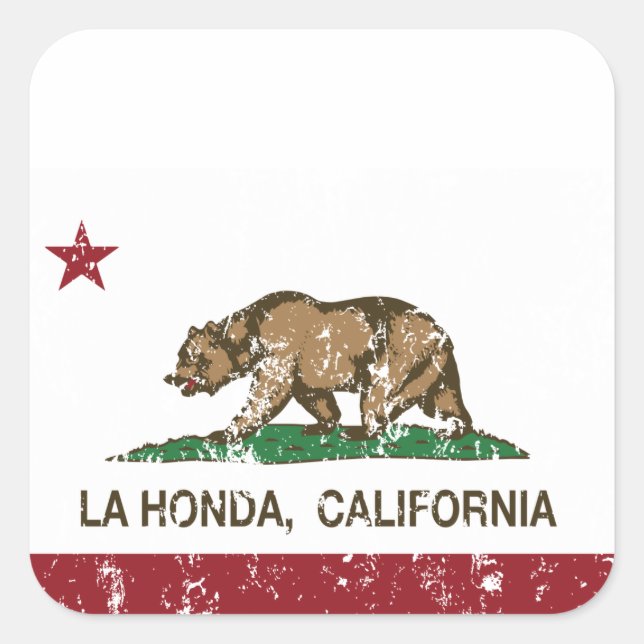 California Republic Flag La Honda Square Sticker (Front)