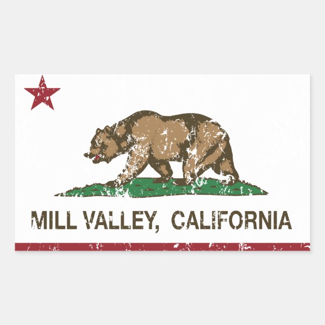 California Republic Flag Mill Valley Sticker (Front)