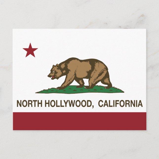 California Republic Flag North Hollywood Postcard (Front)