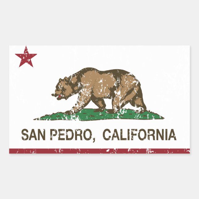 California Republic Flag San Pedro Sticker (Front)