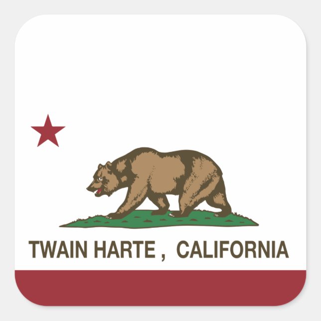 California Republic Flag Twain Harte Square Sticker (Front)