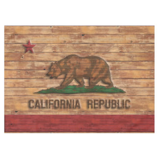 California Republic Flag Vintage Wood Design Tablecloth