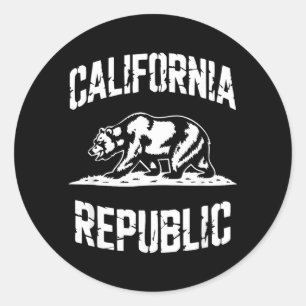 California Republic Grizzly State Retro Vintage Classic Round Sticker