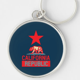 California Republic in Red and Blue Style Decor Keychain