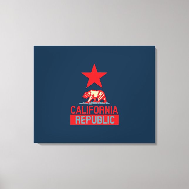 California Republic in Style on Blue Canvas Print (Front)