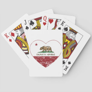 California Republic Love Heart Distressed Playing Cards